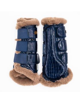 Royal Equestrian Lined Brushing Boots Croco Navy Blue